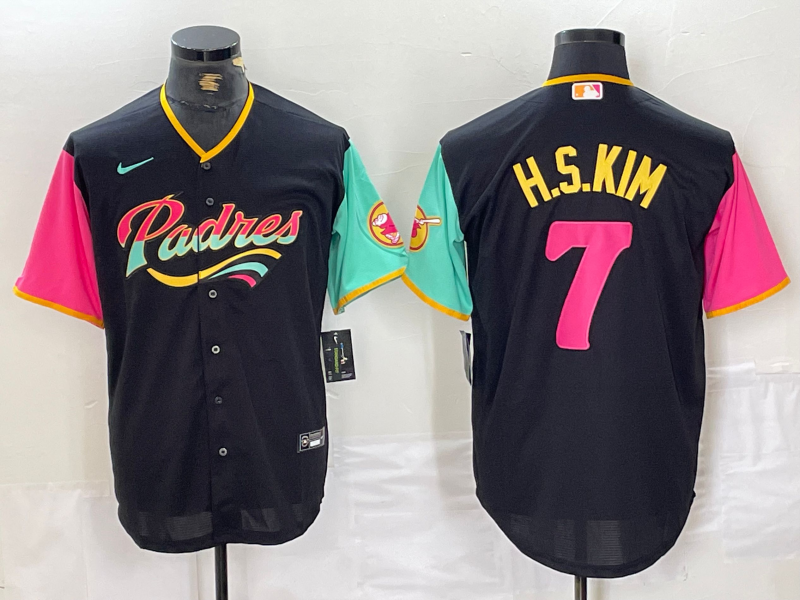 Men's San Diego Padres Ha-Seong Kim #7 Black City Connect Replica Player Jerseys