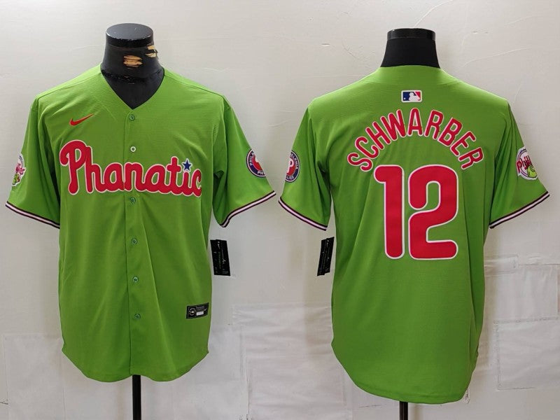 Men's Philadelphia Phillies Kyle Schwarber #12 Green Limited Player Jerseys