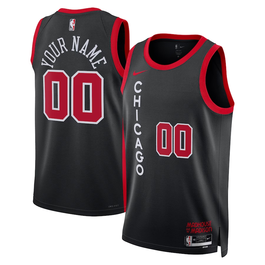 Men's Chicago Bulls Black 2023/24 Custom Swingman Jerseys - City Edition