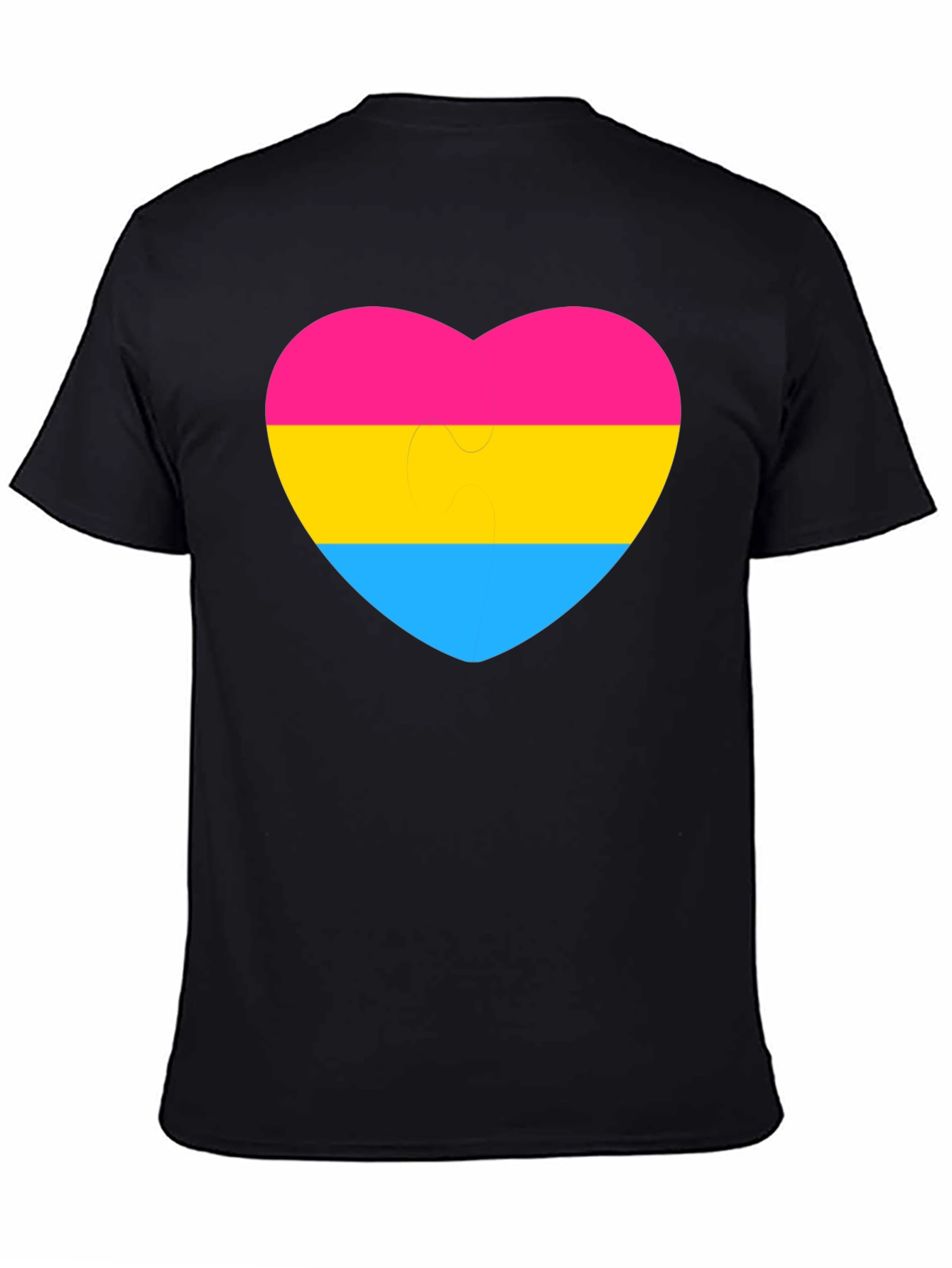 Pansexual Pride Heart Graphic Tee - Black