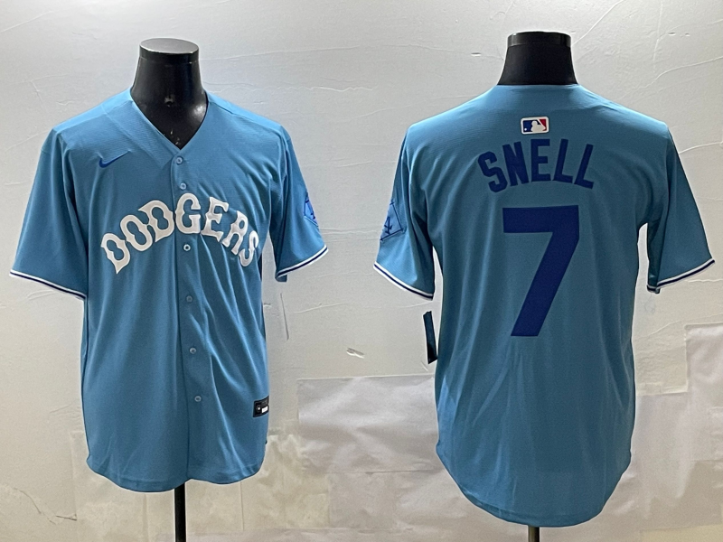Men's Los Angeles Dodgers Blake Snell #7 Light Blue Replica Player Jerseys