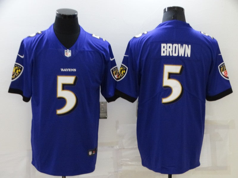 Men's Baltimore Ravens Marquise Brown #5 Purple Game Jerseys