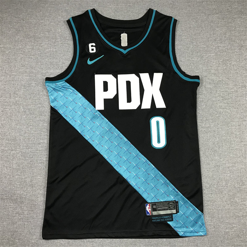Men's Portland Trail Blazers Damian Lillard #0 Black 2022/23 Fastbreak Jerseys - City Edition