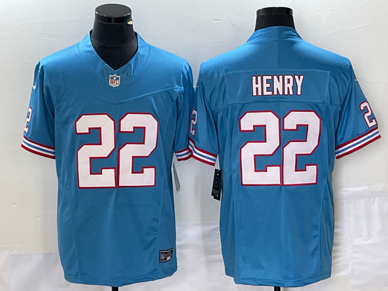 Men's Tennessee Titans Derrick Henry #22 Light Blue Oilers Throwback Vapor F.U.S.E. Limited Jerseys