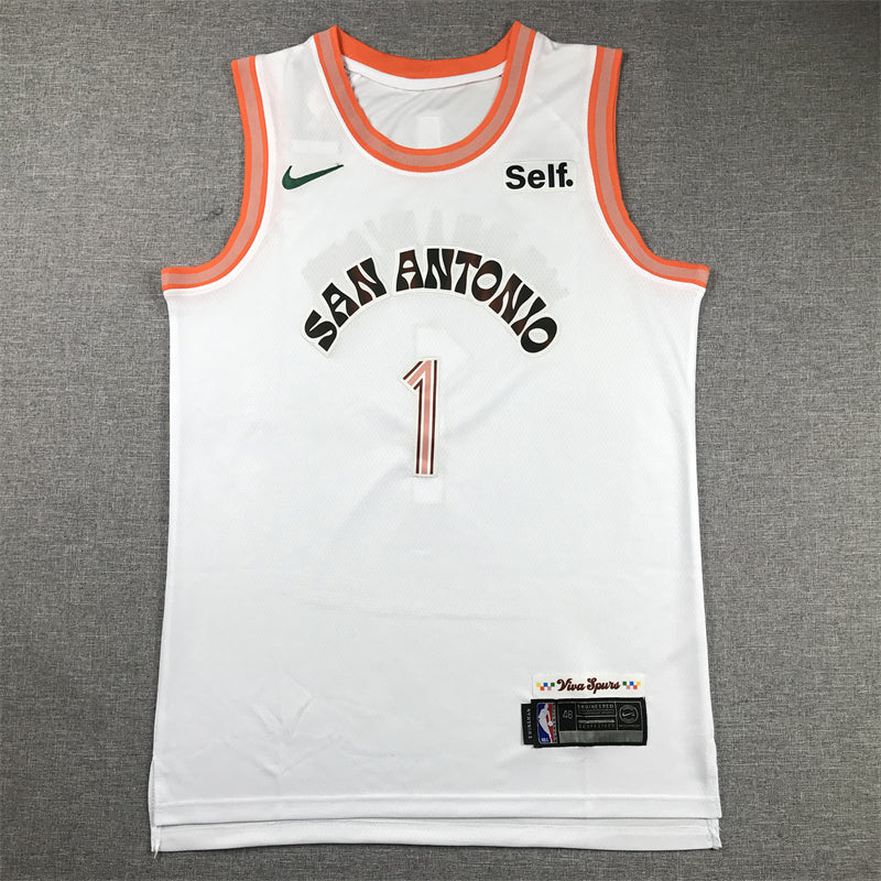 Men's San Antonio Spurs Victor Wembanyama #1 White 2023/24 Swingman Jerseys - City Edition