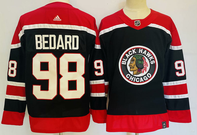 Men's Chicago Blackhawks Connor Bedard #98 Black Game Jerseys