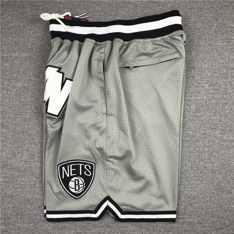 Men's Brooklyn Nets Gray Basketball Retro Shorts1