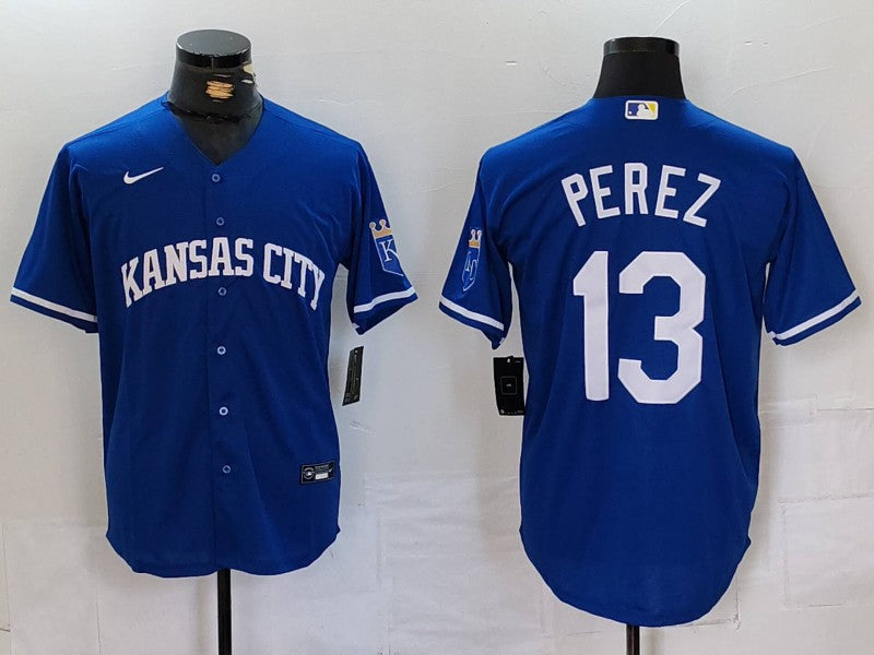 Men's Kansas City Royals Salvador Perez #13 Royal Replica Player Jerseys