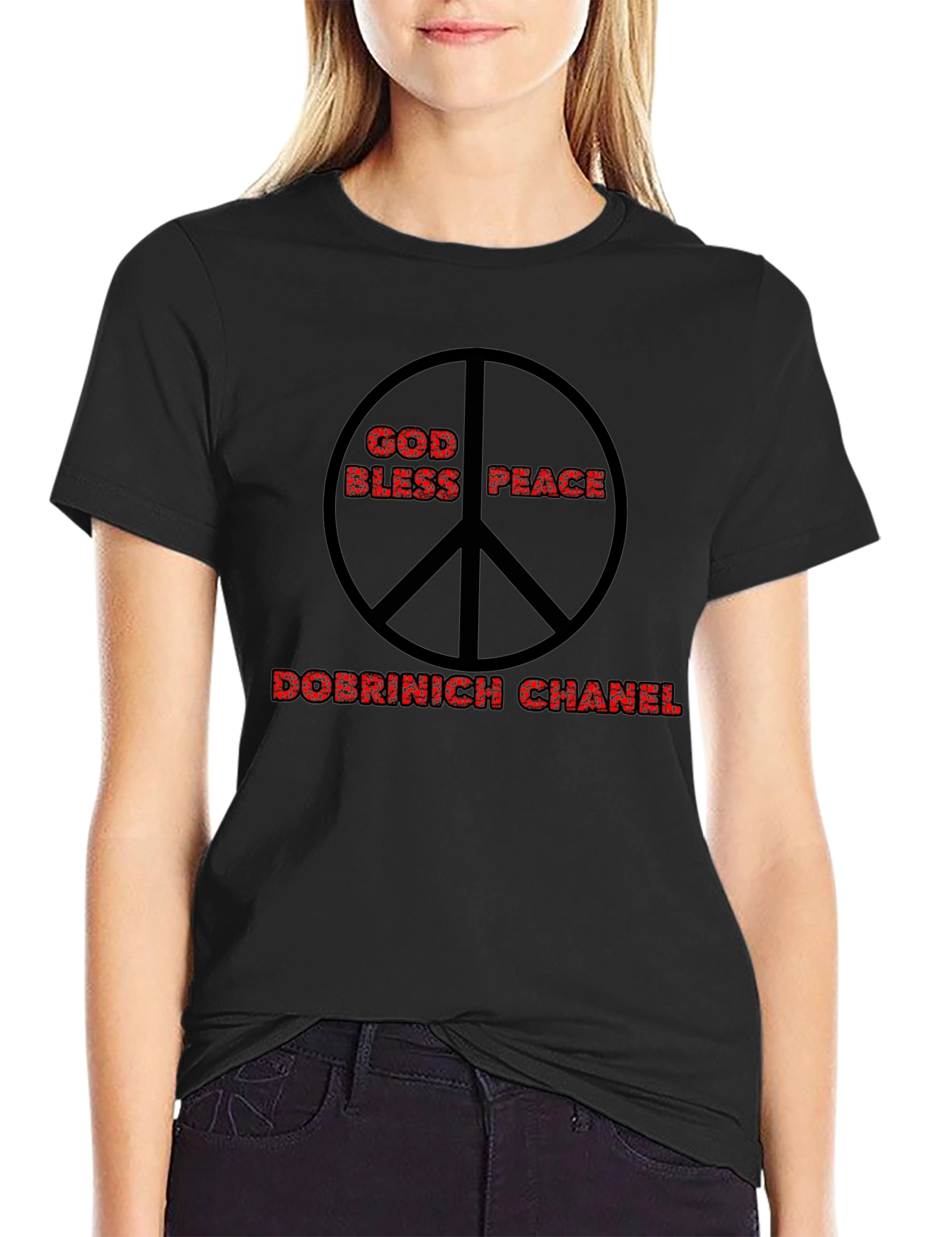 God Bless Peace Graphic Black T-Shirt