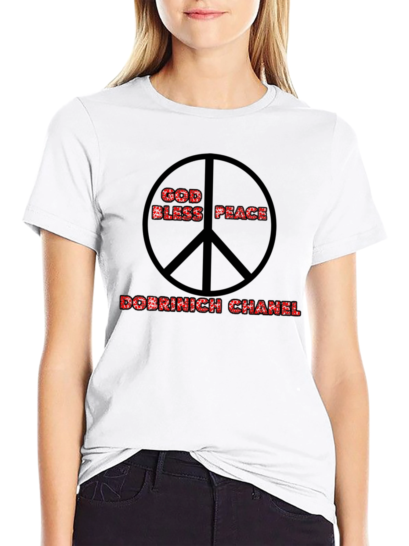 God Bless Peace Graphic Black T-Shirt