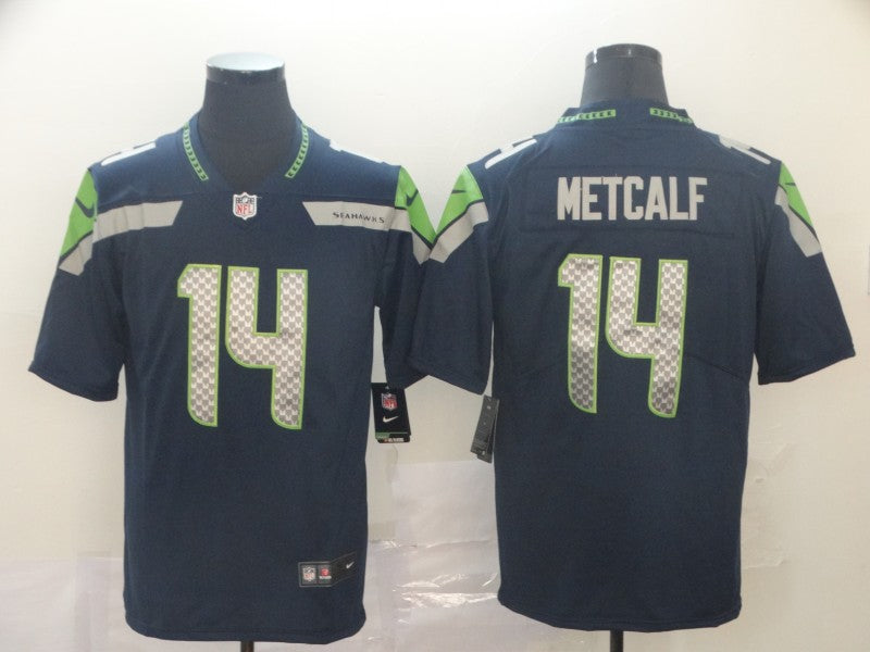 Men's Seattle Seahawks DK Metcalf #14 Navy Game Jerseys