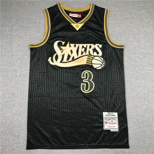 Men's Philadelphia 76ers Allen Iverson Black 2000-01 Hardwood Classics Jerseys