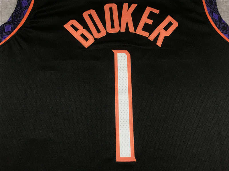 Men's Phoenix Suns Devin Booker #1 Black Replica Jerseys - City Edition