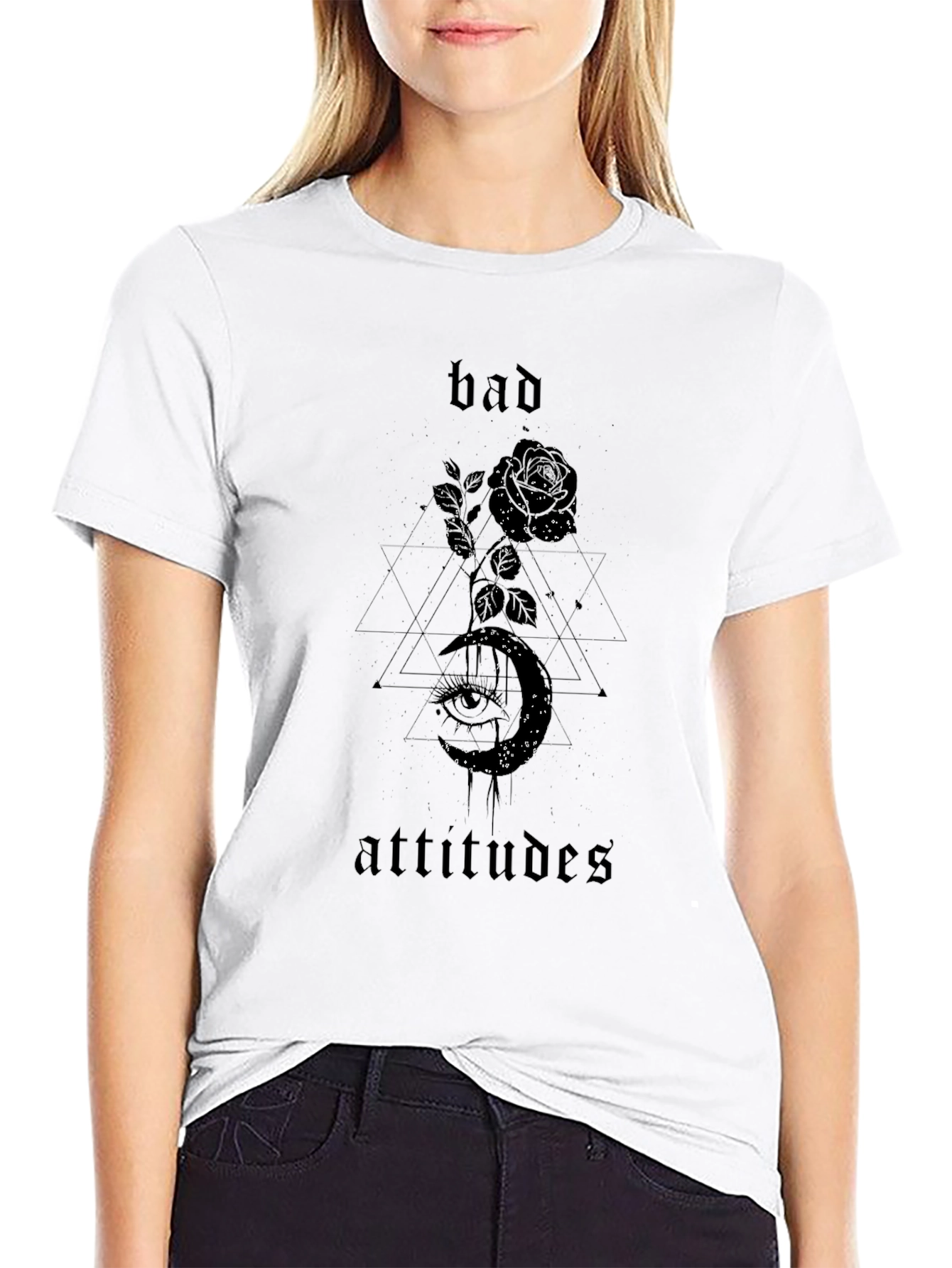 Bad Attitudes Graphic Tee - Black Rose Design