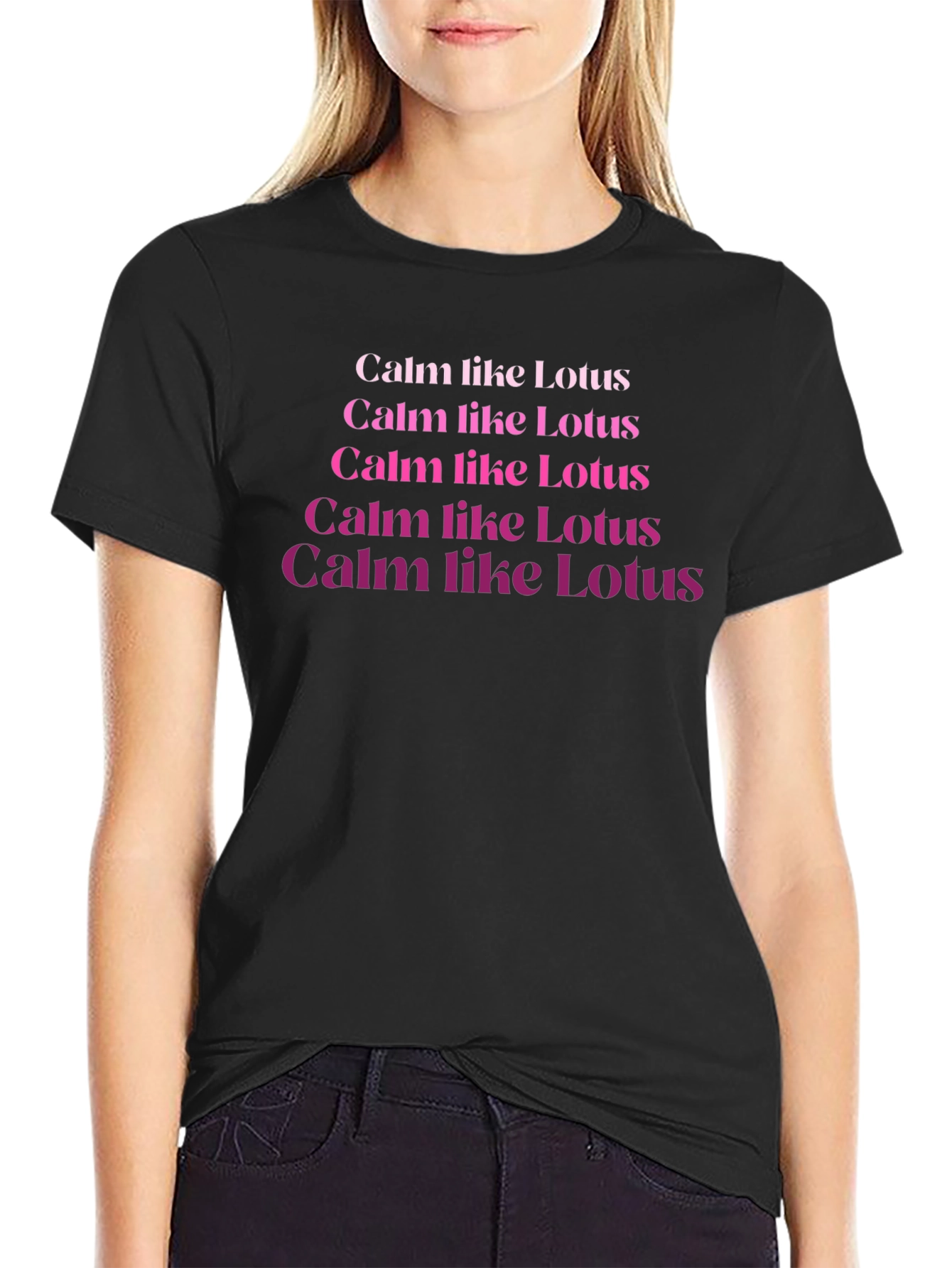 Calm Like Lotus Black T-Shirt