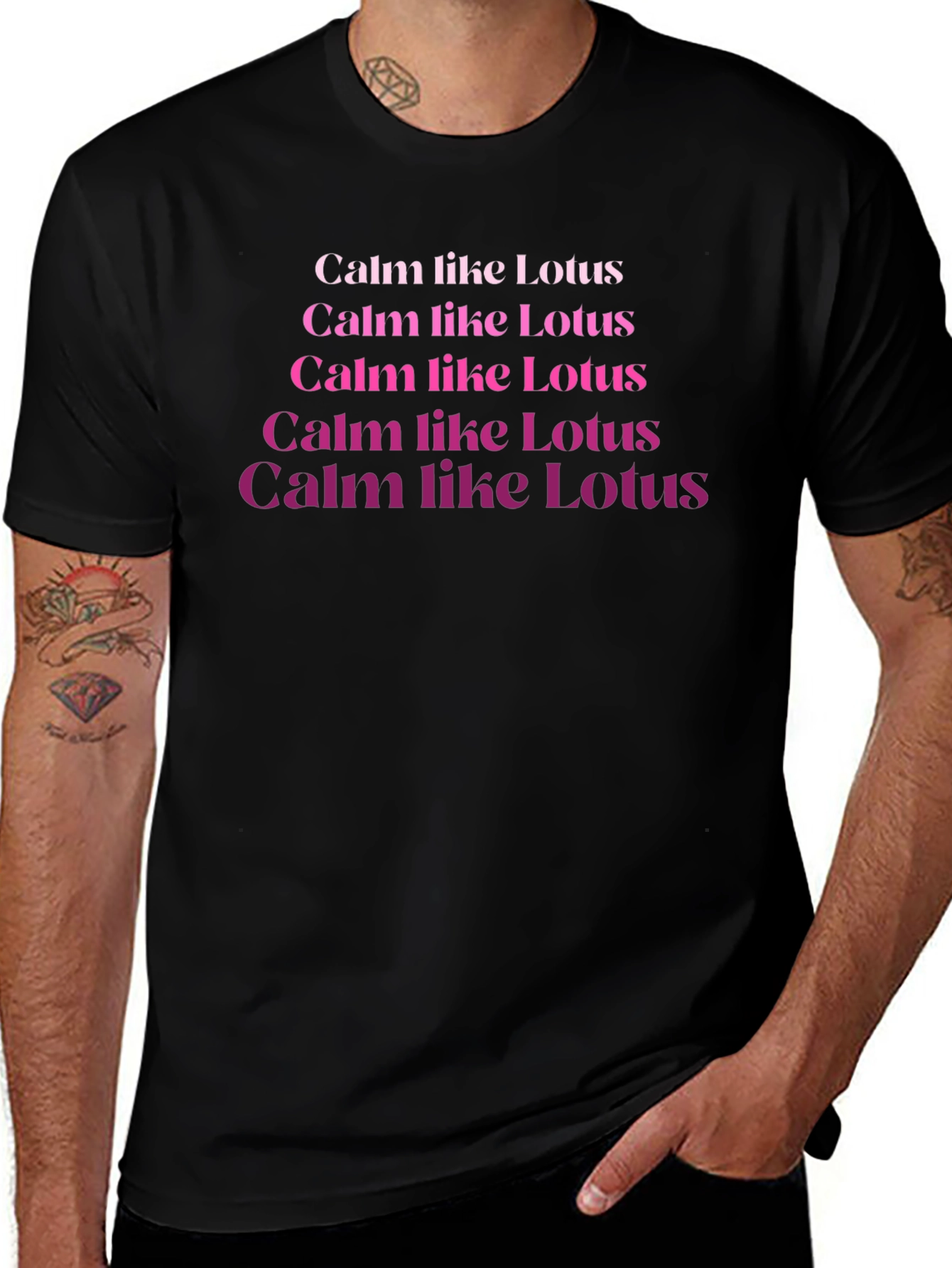 Calm Like Lotus Black T-Shirt