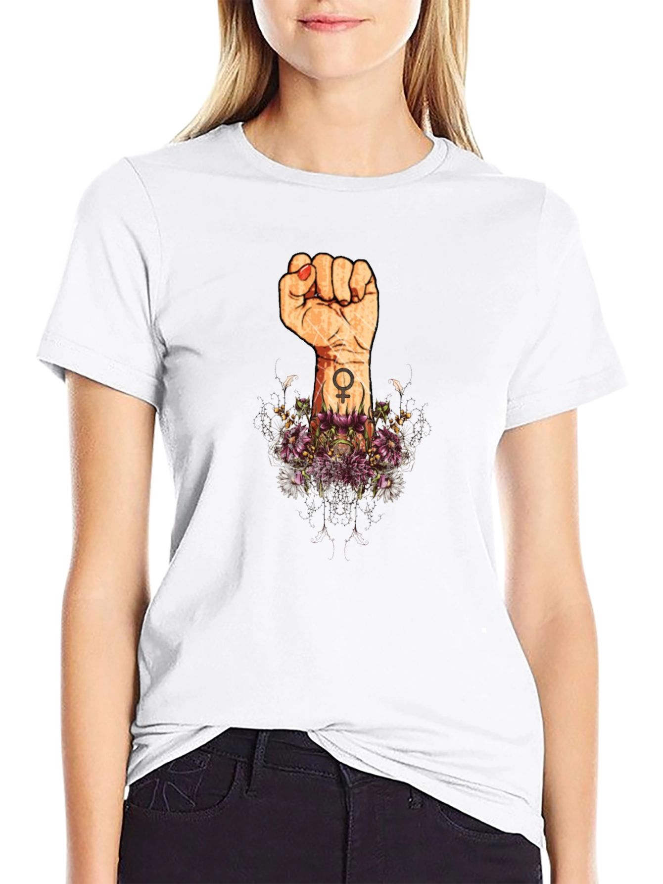 Empowered Womens Fist Graphic Tee - Black