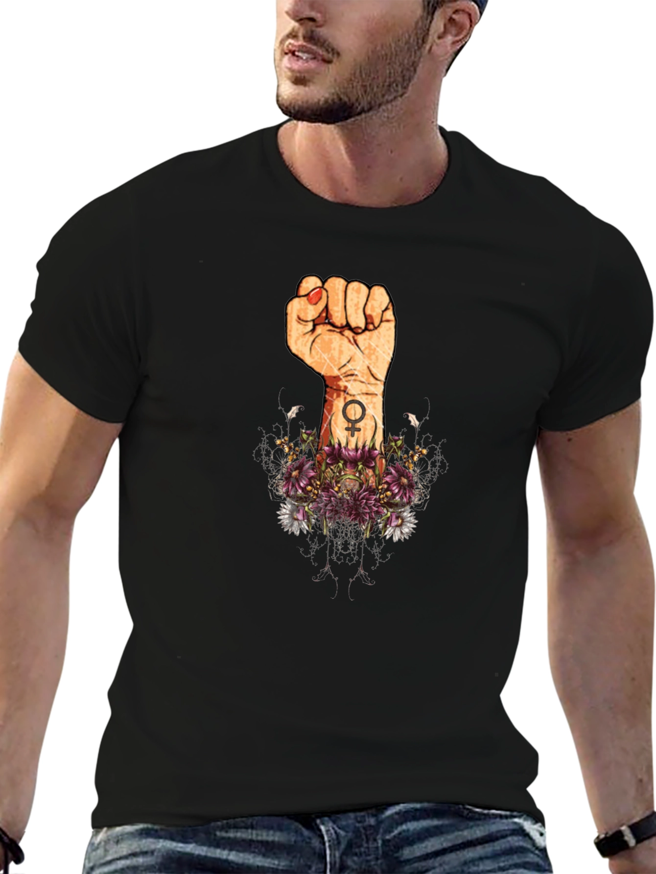 Empowered Womens Fist Graphic Tee - Black