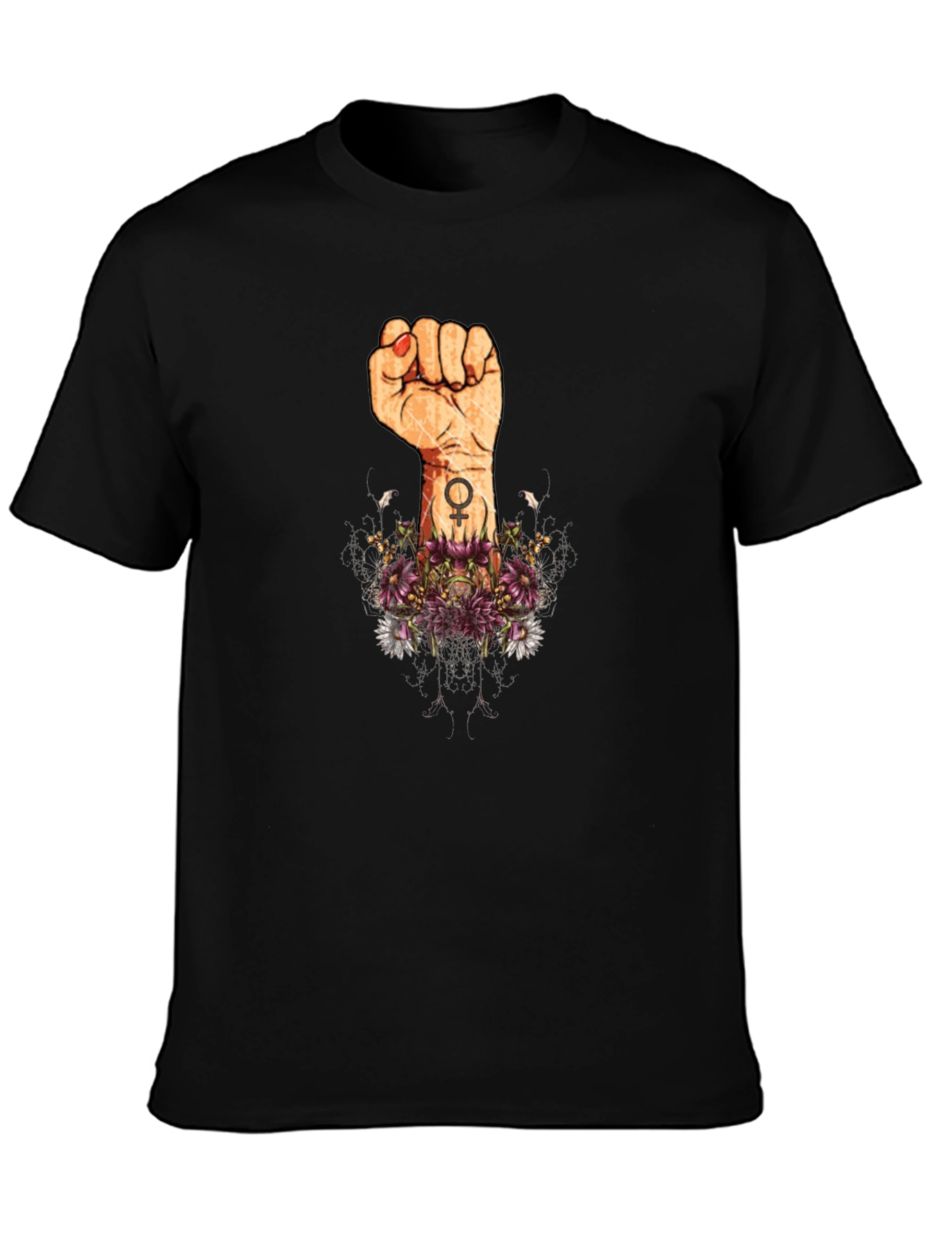 Empowered Womens Fist Graphic Tee - Black