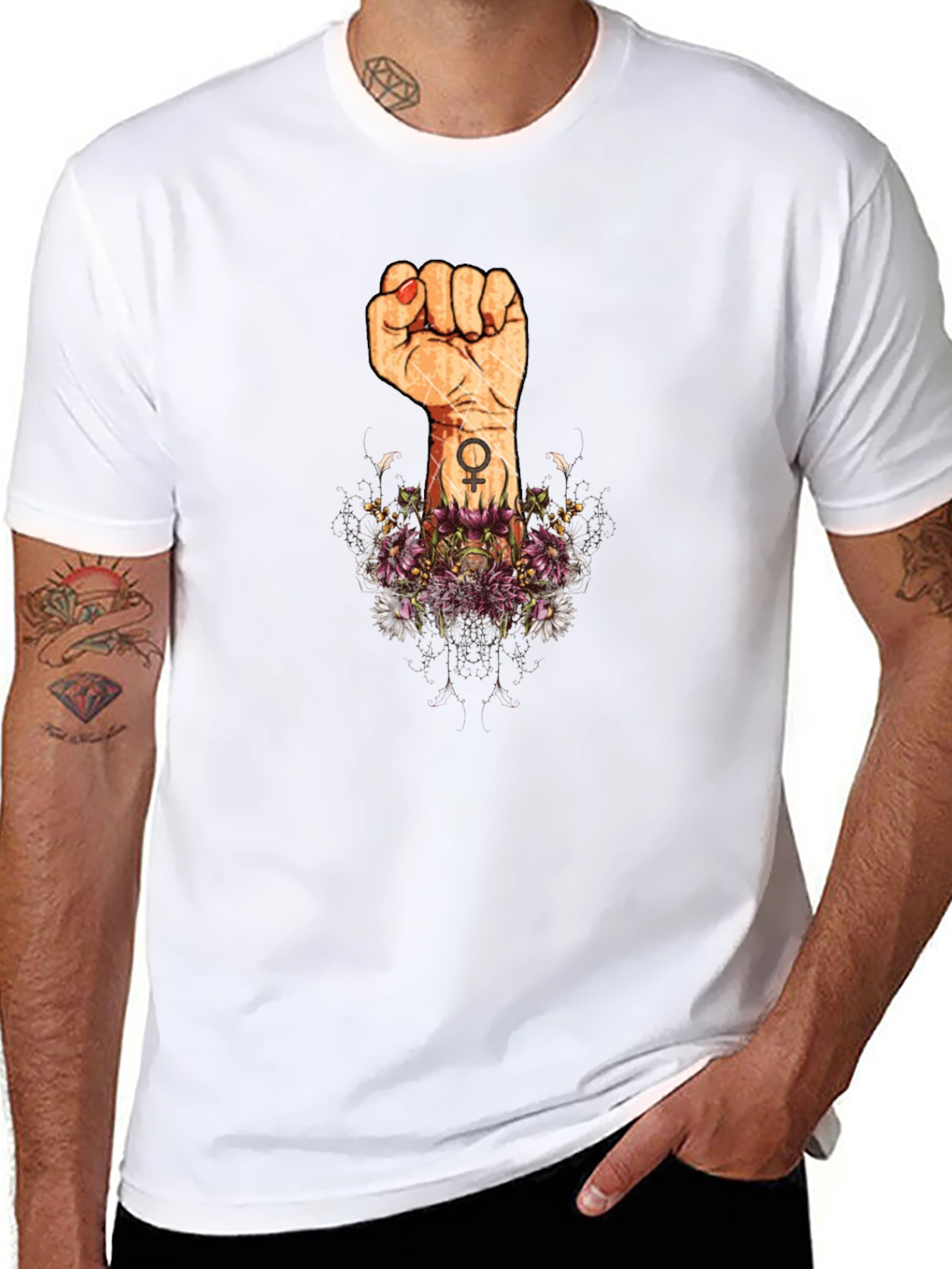 Empowered Womens Fist Graphic Tee - Black