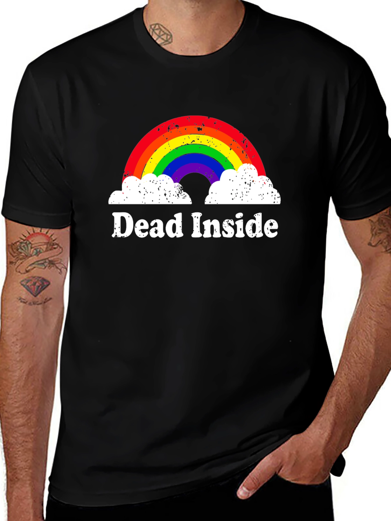 Dead Inside Rainbow T-Shirt - Unisex Black Tee