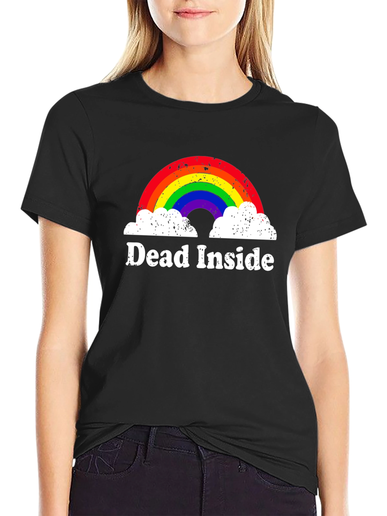 Dead Inside Rainbow T-Shirt - Unisex Black Tee