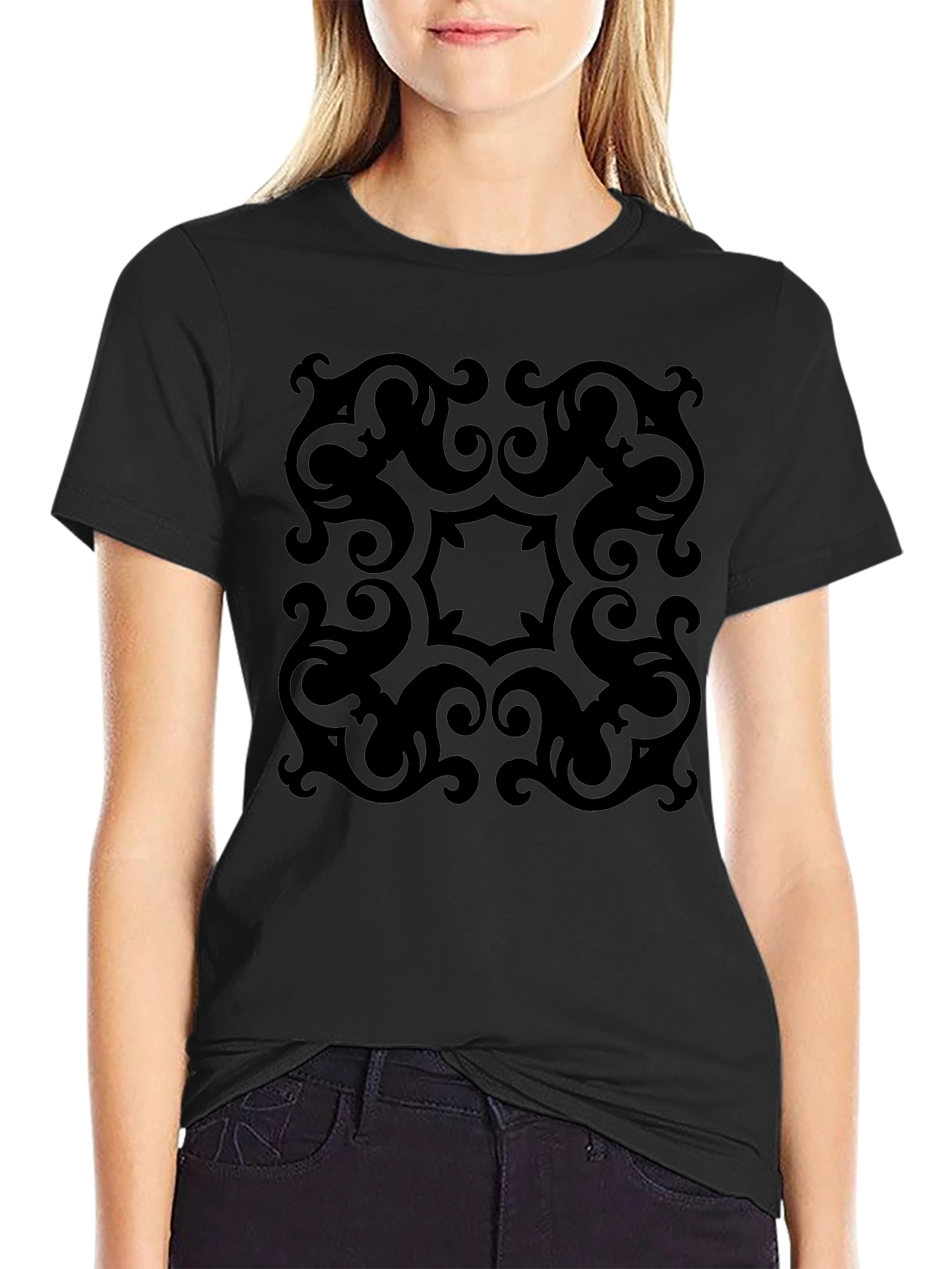 Elegant Black Pattern Tee - Stylish Comfort
