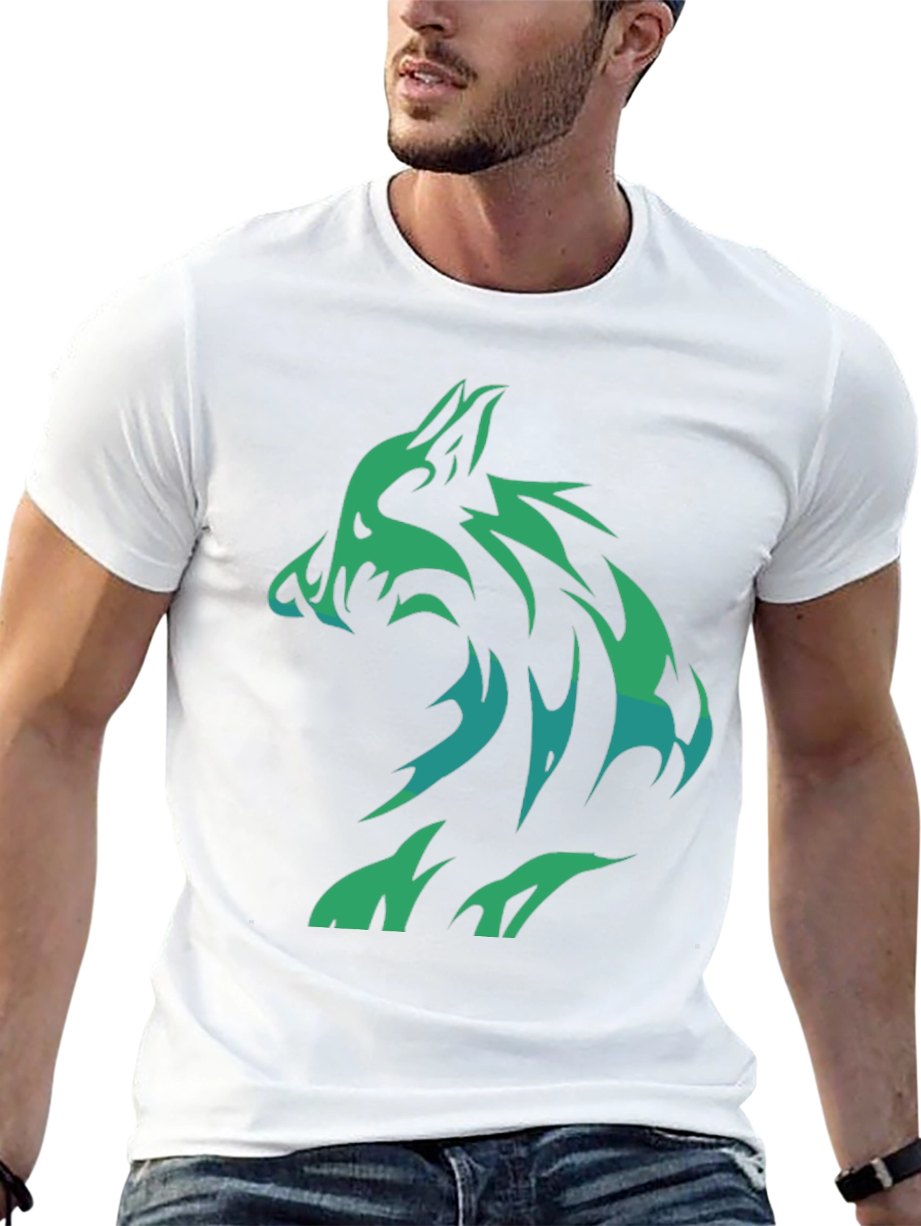 Tribal Wolf Graphic Tee - Black
