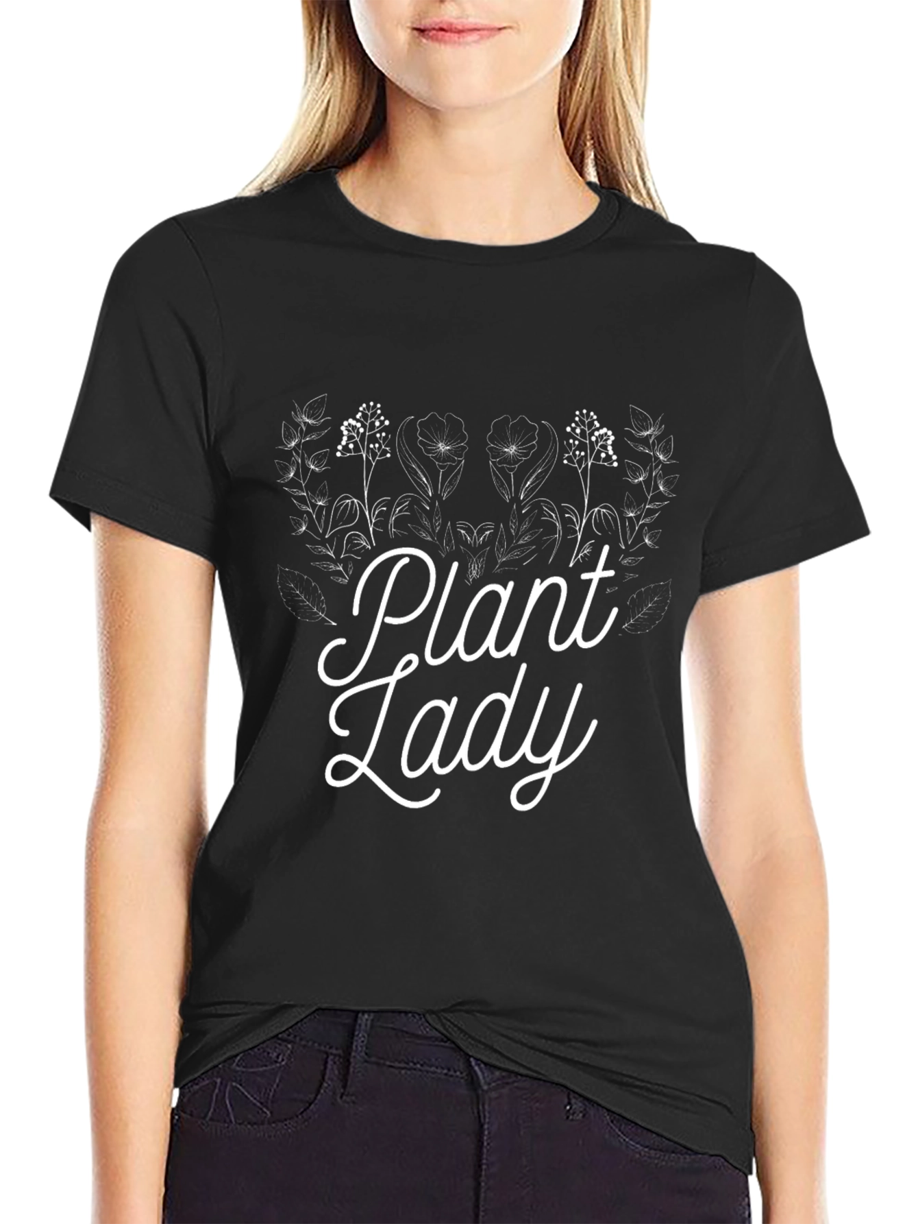 Plant Lady Graphic Tee - Black Cotton T-Shirt