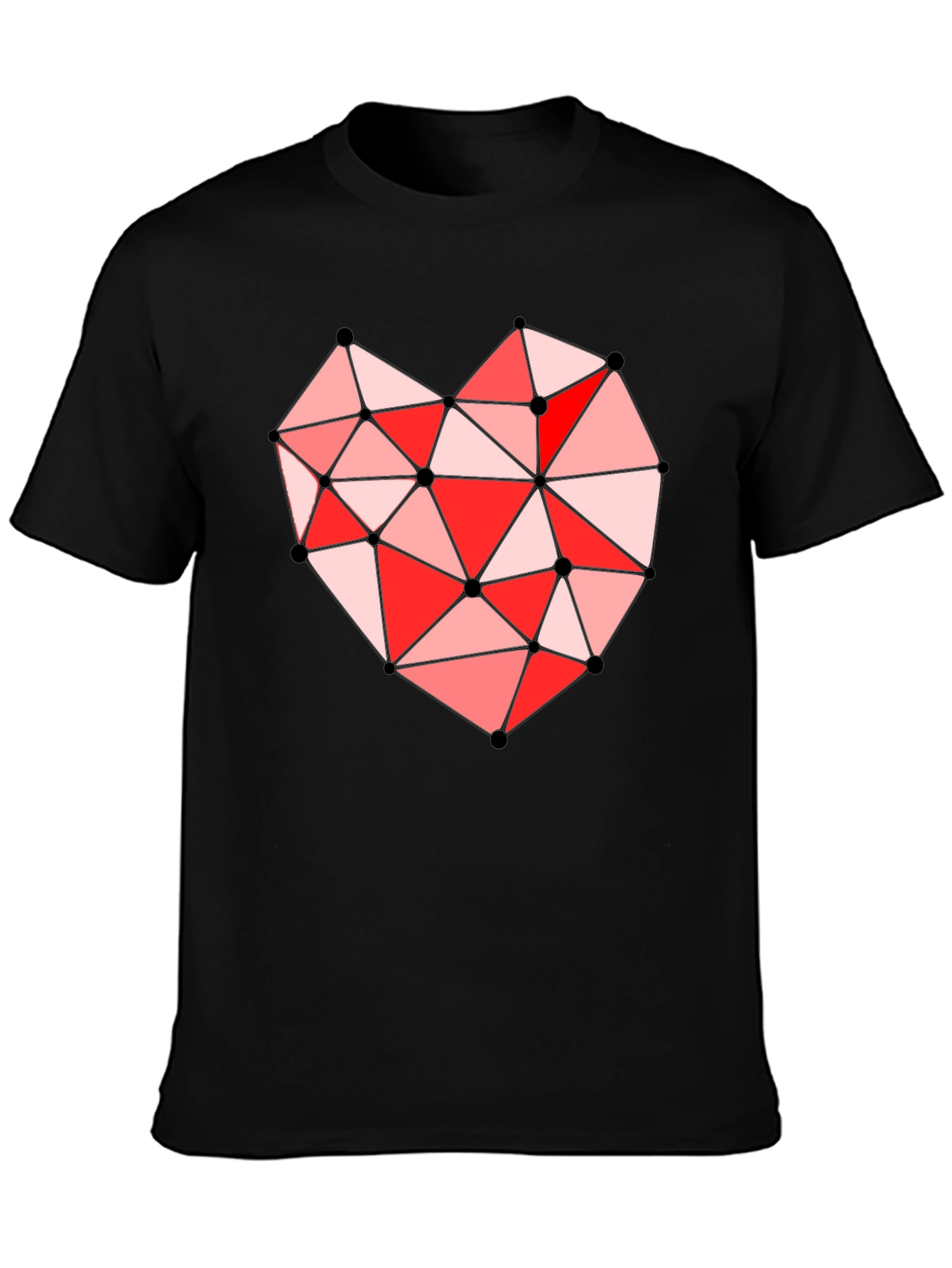 Geometric Heart Graphic Black T-Shirt