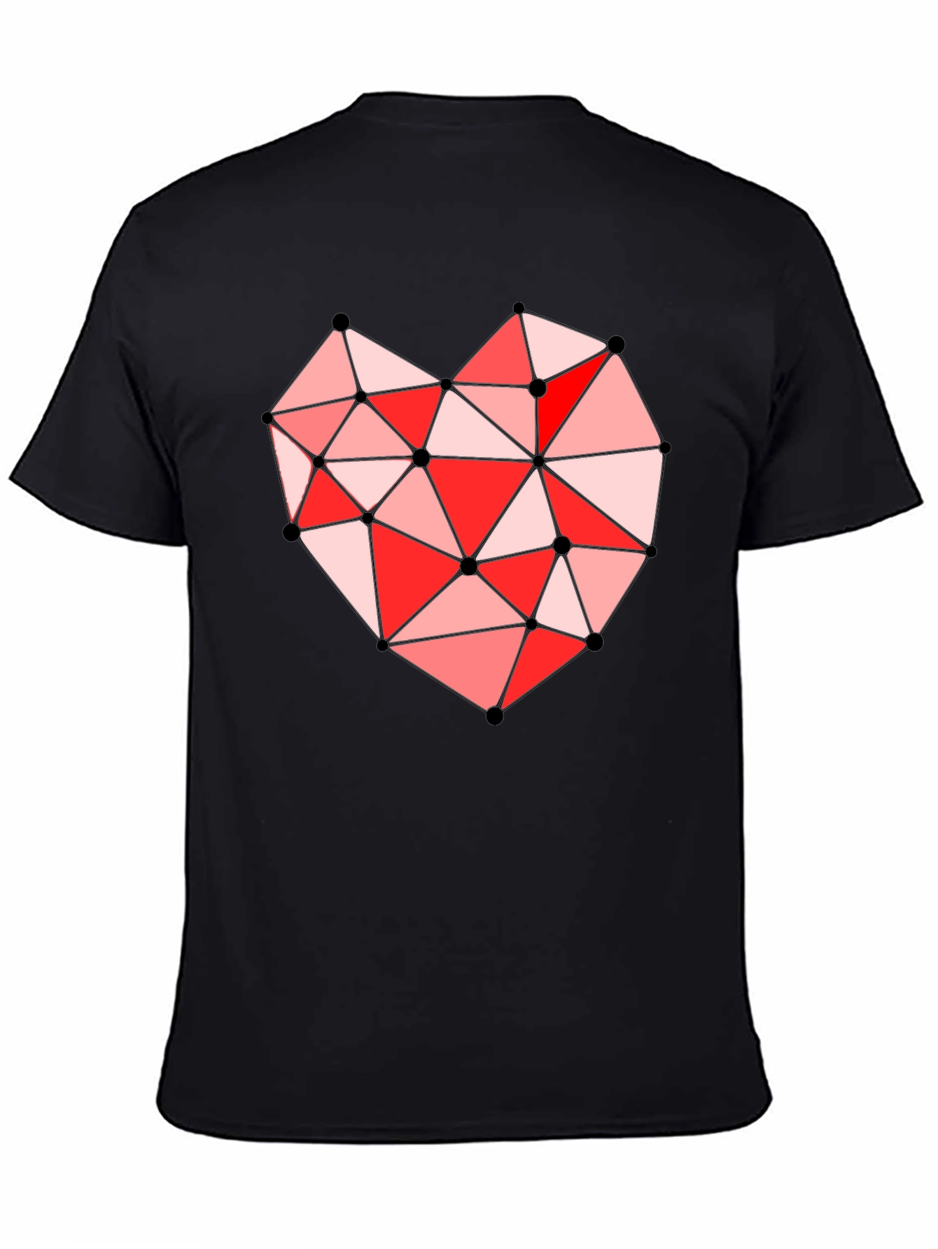 Geometric Heart Graphic Black T-Shirt