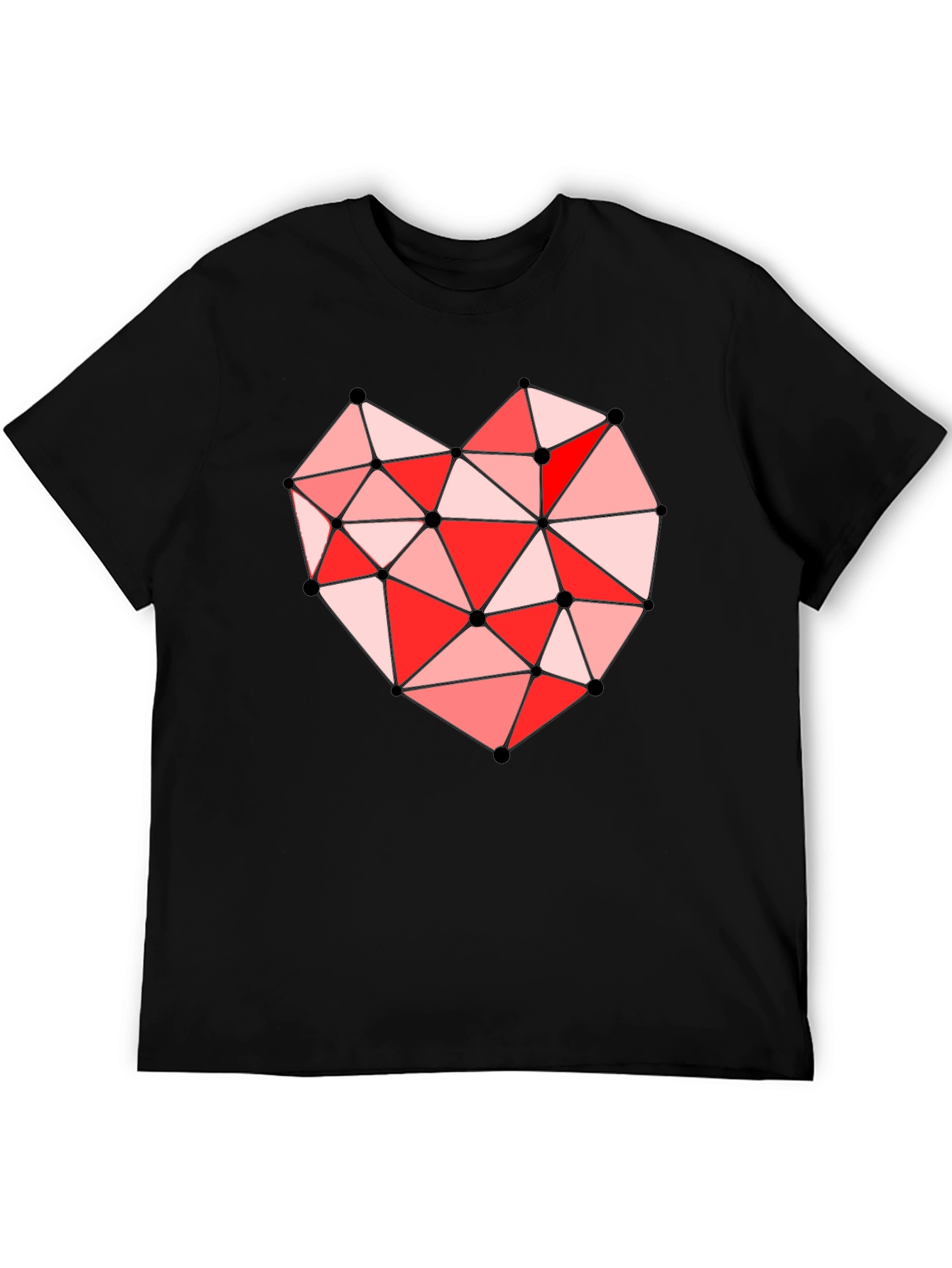 Geometric Heart Graphic Black T-Shirt