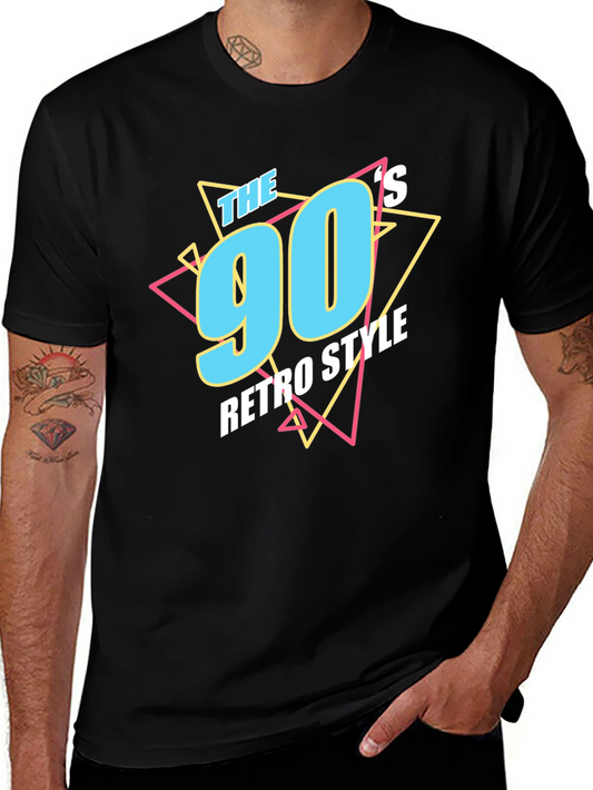 90s Retro Style Graphic Tee - Black