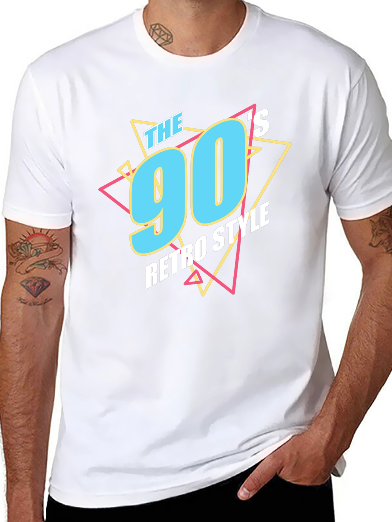 90s Retro Style Graphic Tee - Black