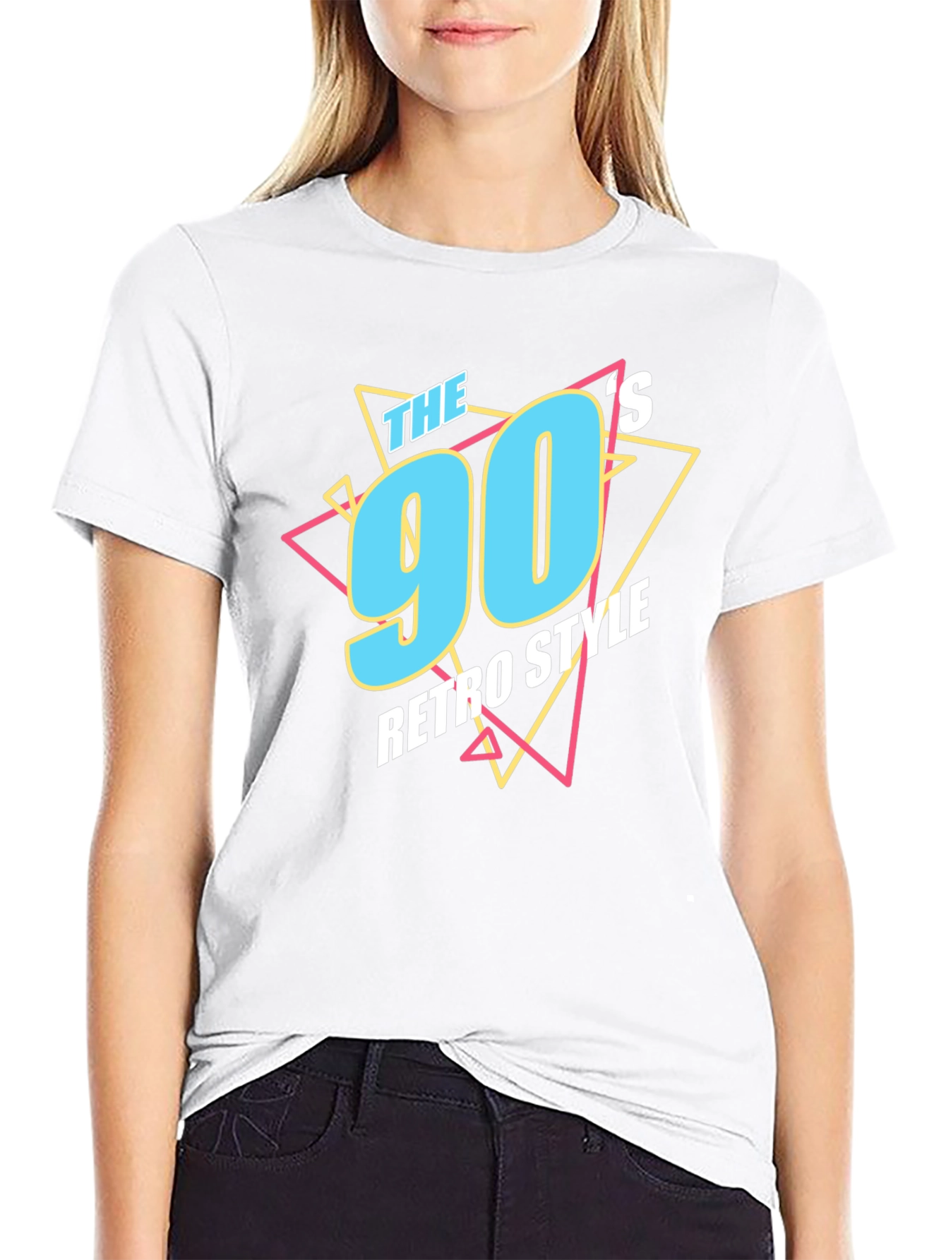 90s Retro Style Graphic Tee - Black