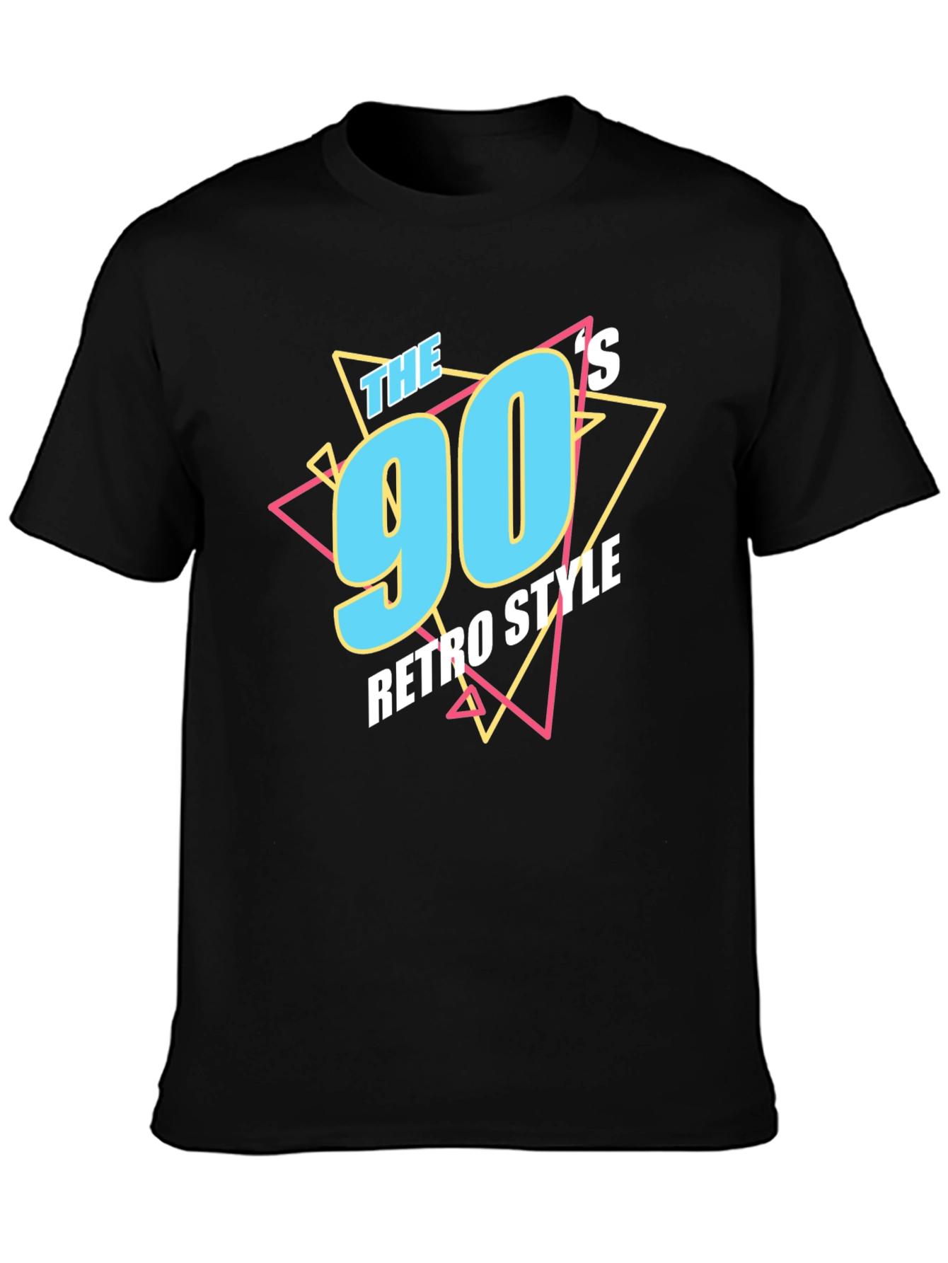 90s Retro Style Graphic Tee - Black