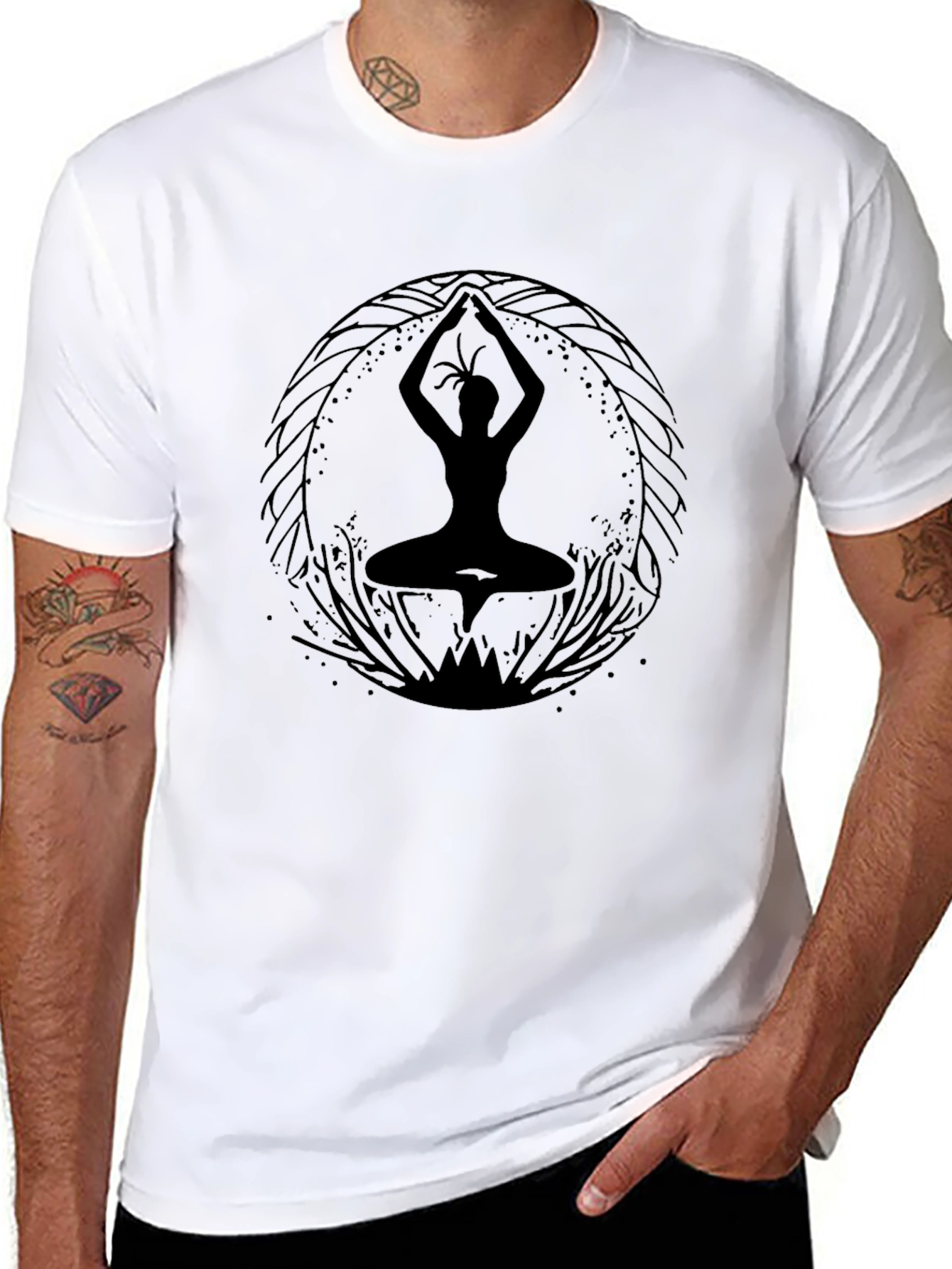Yoga Silhouette Graphic T-Shirt - Black