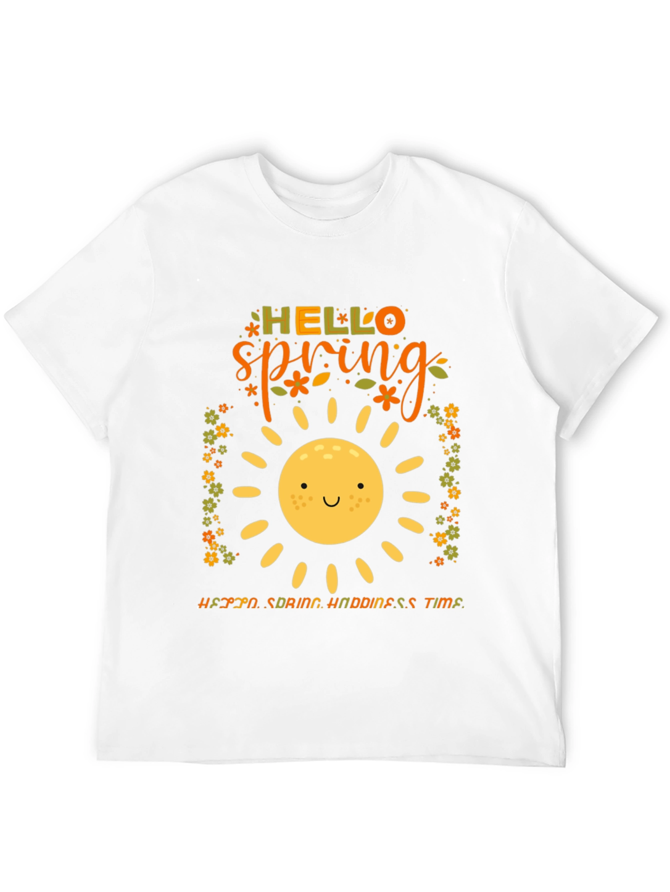 Hello Spring Graphic Tee - Black Cotton T-Shirt