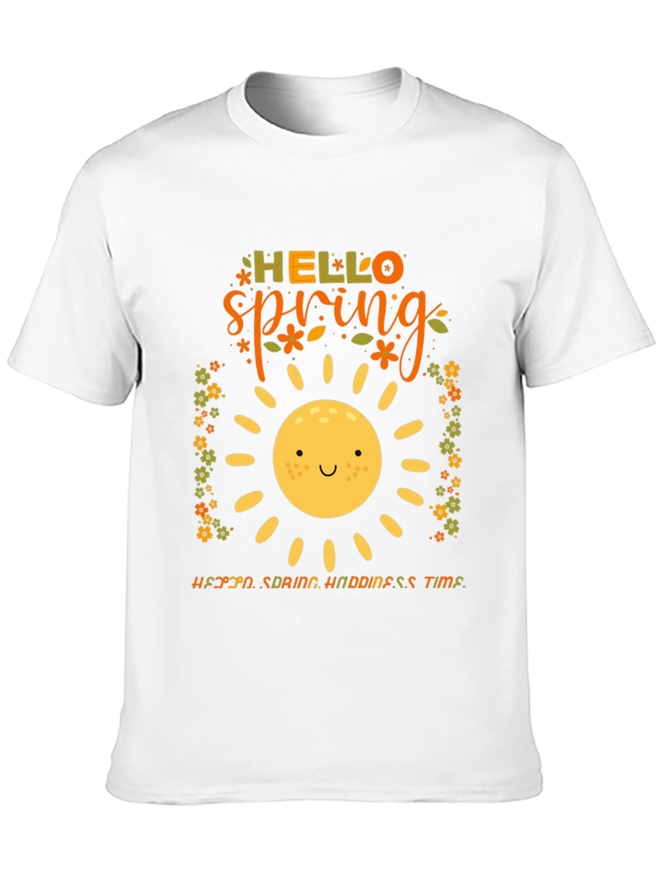 Hello Spring Graphic Tee - Black Cotton T-Shirt