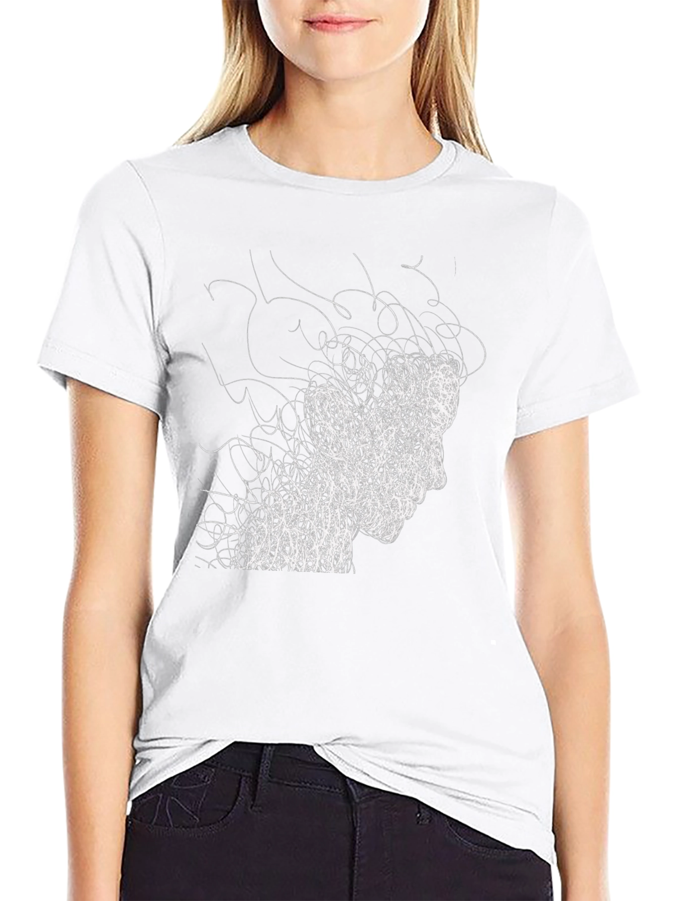 Abstract Scribble Face Tee - Modern Graphic T-Shirt