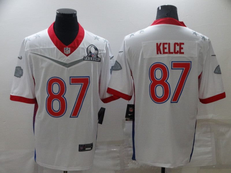 Men's Kansas City Chiefs Travis Kelce #87 White ALL STAR Game Jerseys