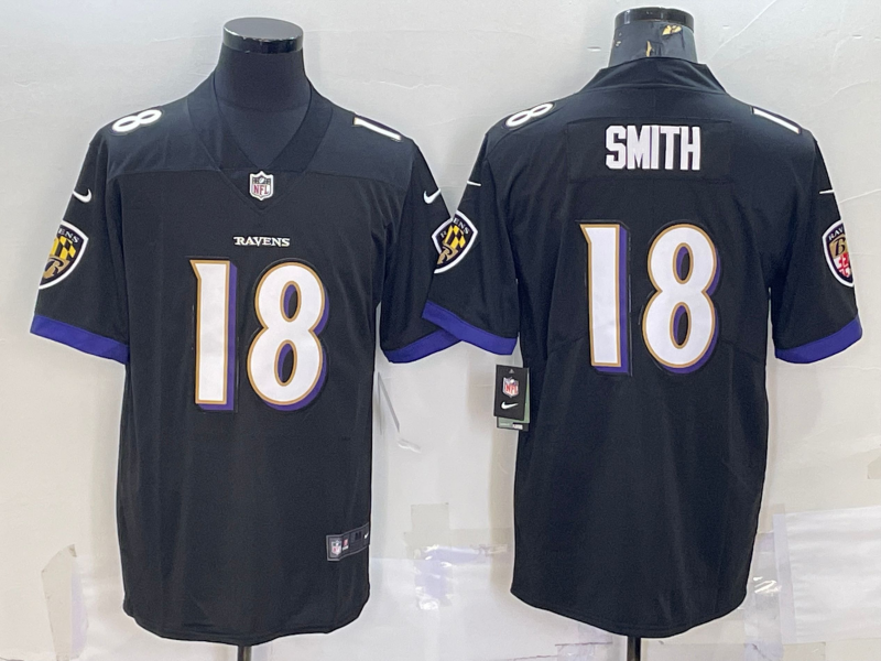 Men's Baltimore Ravens Roquan Smith #18 Black Game Jerseys