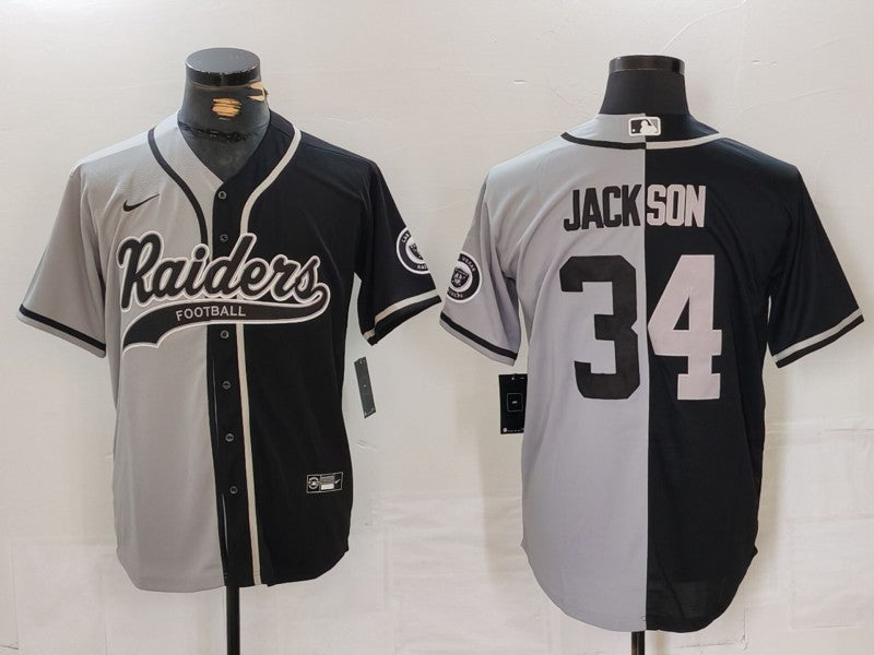 Men's Las Vegas Raiders Bo Jackson #34 Gray/Black Game Jerseys