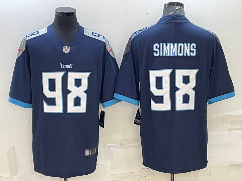 Men's Tennessee Titans Jeffery Simmons #98 Navy Game Jerseys