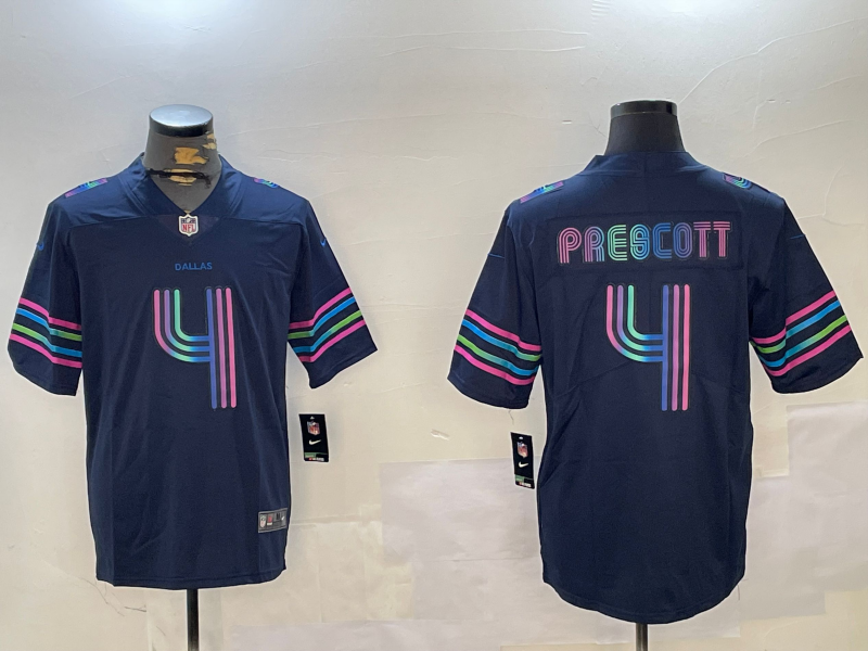 Men's Dallas Cowboys Dak Prescott #4 Navy City Edition Game Jerseys
