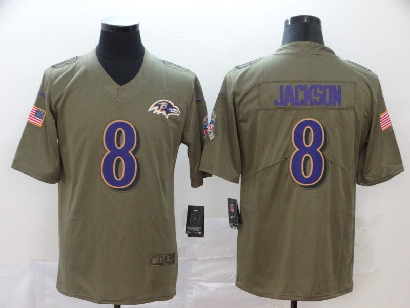 Men's Baltimore Ravens #8 Lamar Jackson Brown Game Jerseys