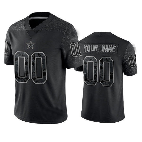 Custom1 Dallas Cowboys Active Player Black Reflective Limited Stitched Football Jerseys