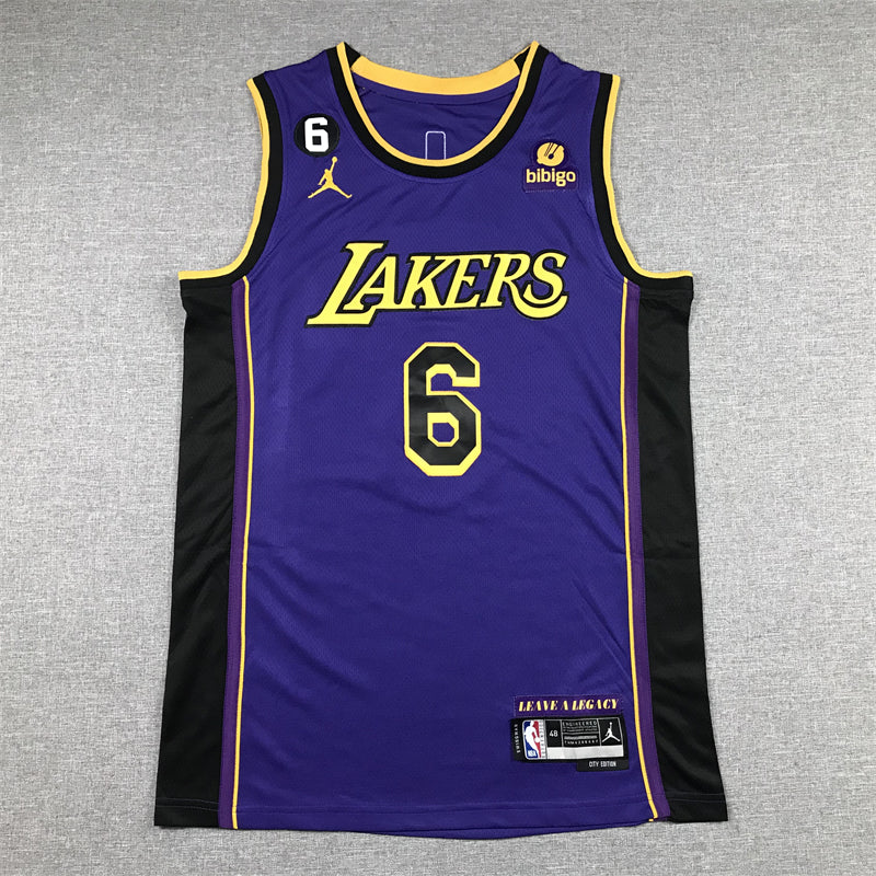 Men's Los Angeles Lakers LeBron James #6 Purple 2022/23 Swingman Jerseys - Statement Edition