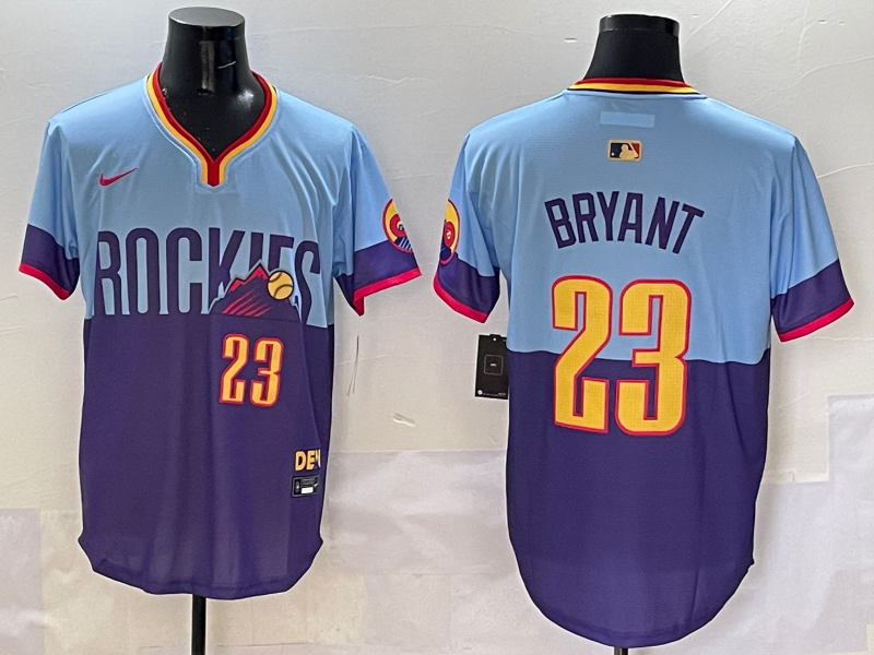 Men's Colorado Rockies Kris Bryant #23 Purple/Light Blue 2025 City Connect Limited Player Jerseys
