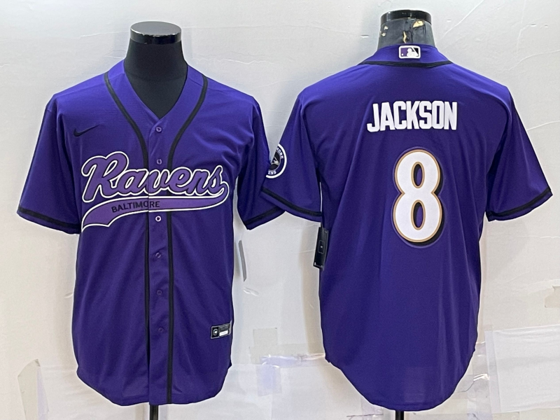 Men's Baltimore Ravens Lamar Jackson #8 Purple Game Jerseys Joint Edition
